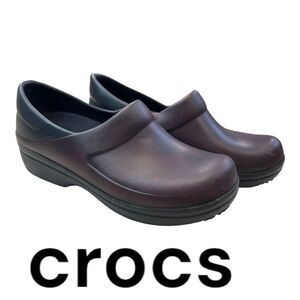 Crocs Women's Slip On Slip Resistant Dual Comfort Clogs Shoes Burgundy Size 7